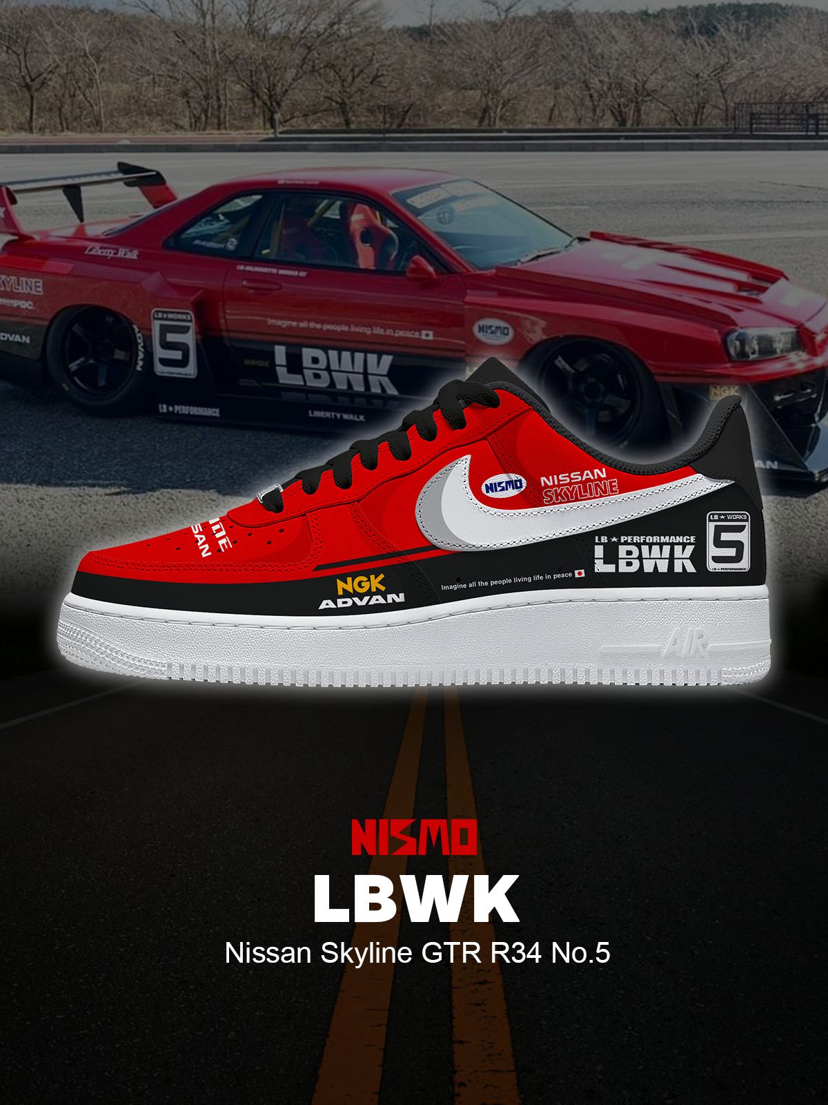 Personalized Skyline GTR R34 No 5 Shoes For Women and Men