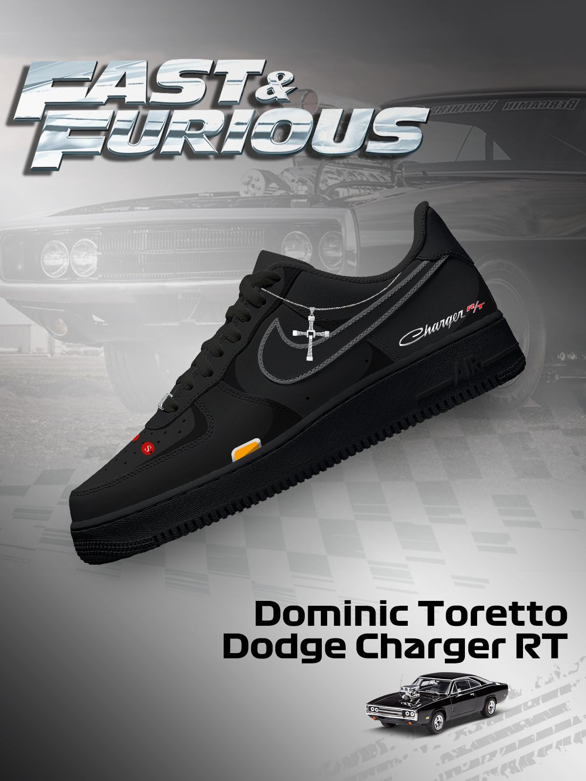 Custom Dominic Toretto Charger RT Sneakers For Women and Men