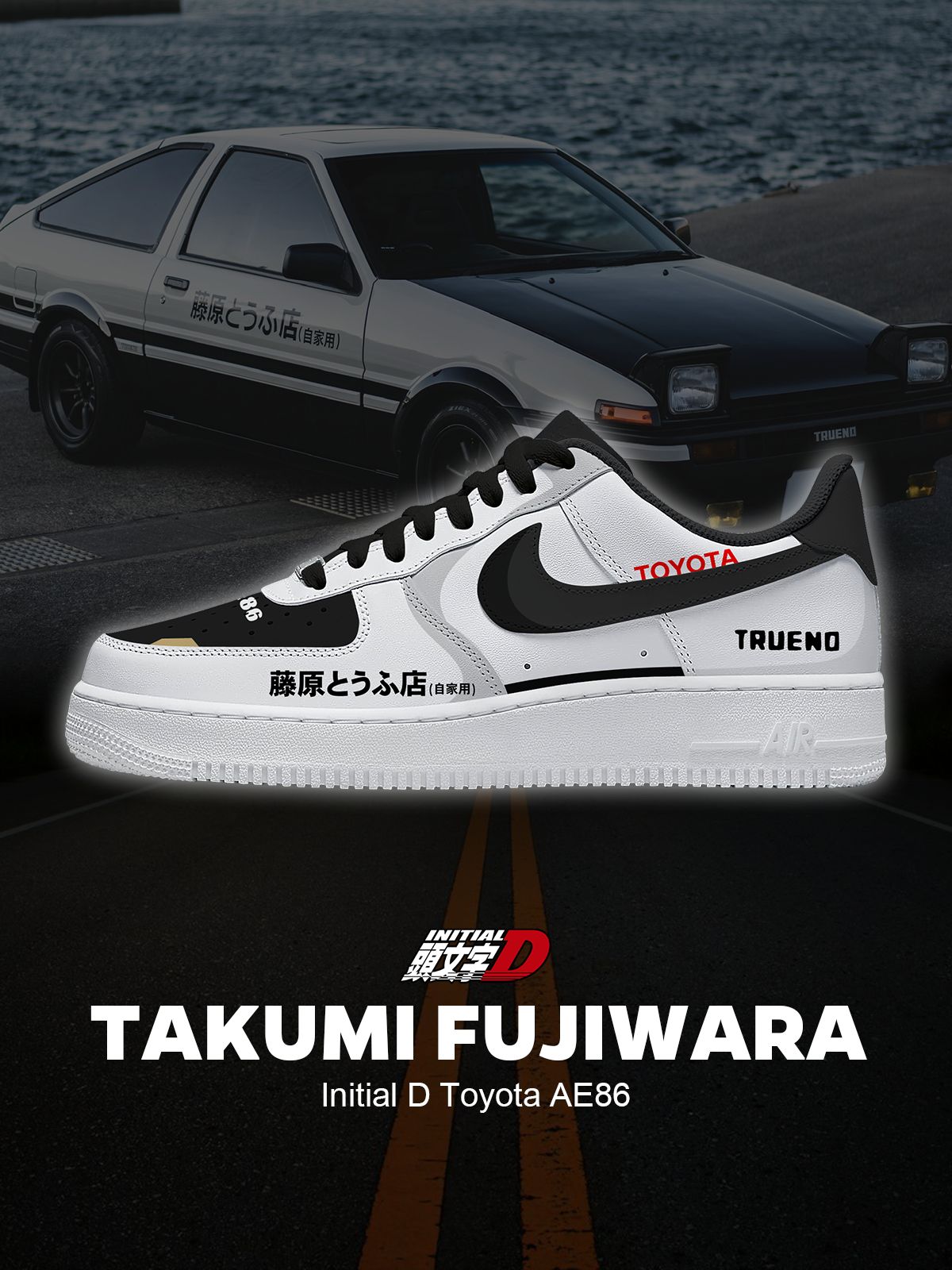 Custom Printed Fujiwara's AE86 Shoes For Women and Men