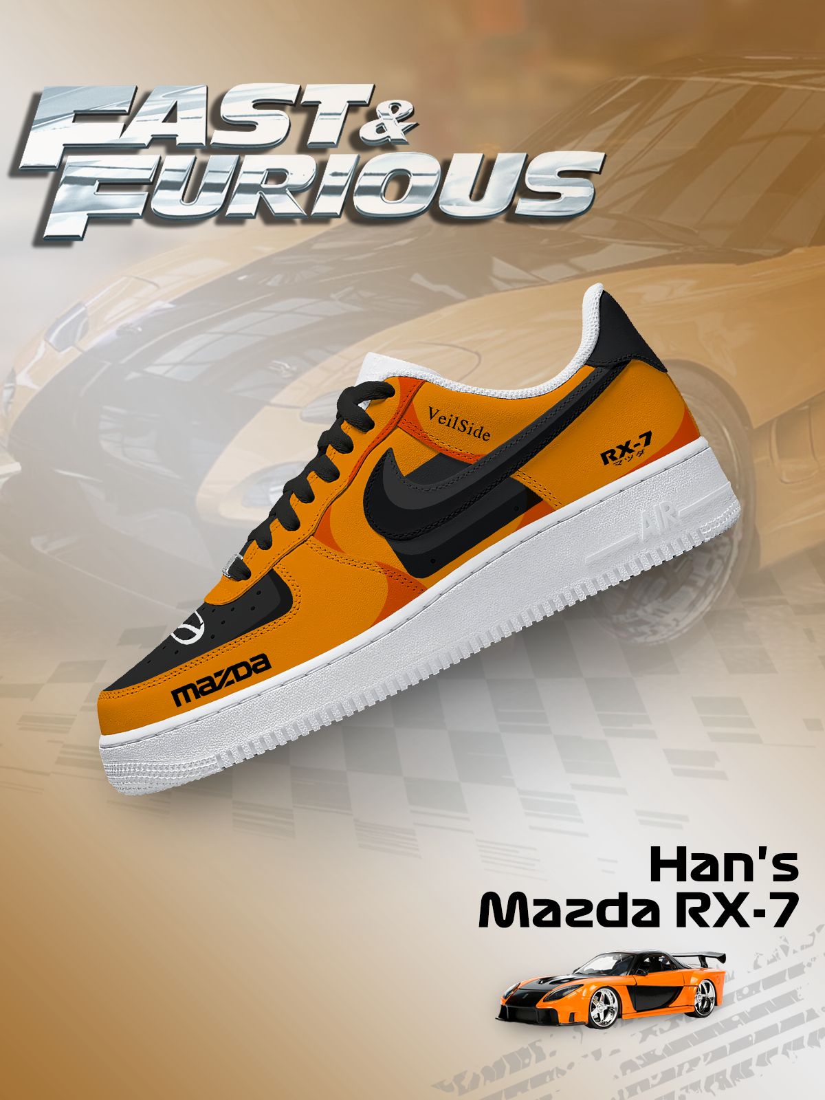 Customize Han's RX-7 Sneakers For Women and Men